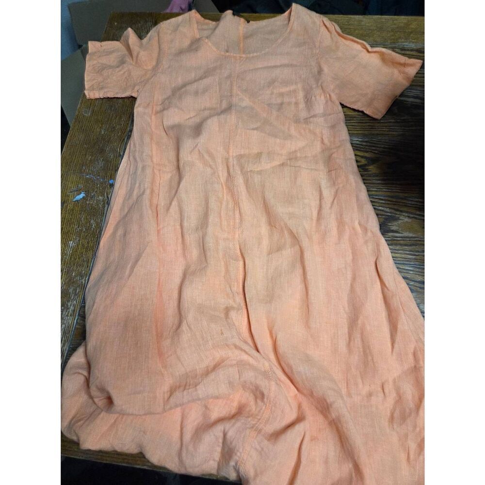 Oska Orange Linen Midi Dress Sz 2